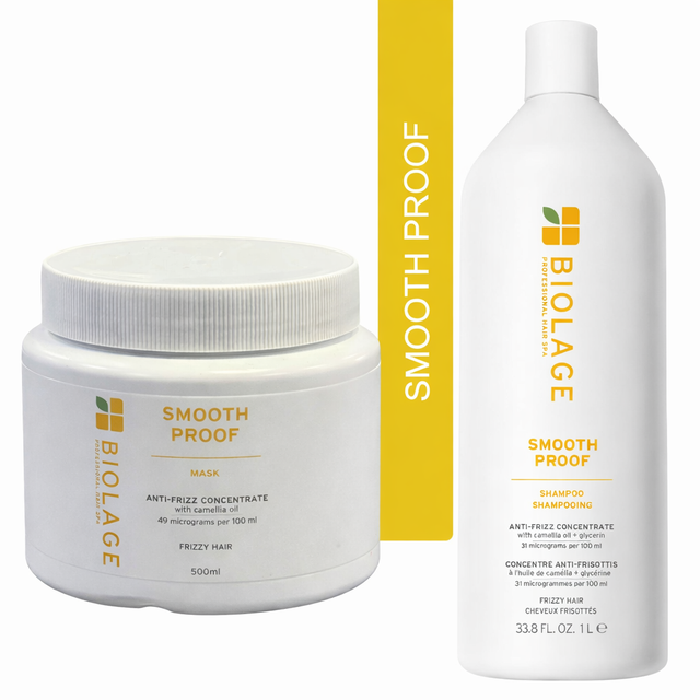 Biolage Smoothproof Shampoo & Smoothing Masque Combo for Frizzy Hair (1000ml + 500g)