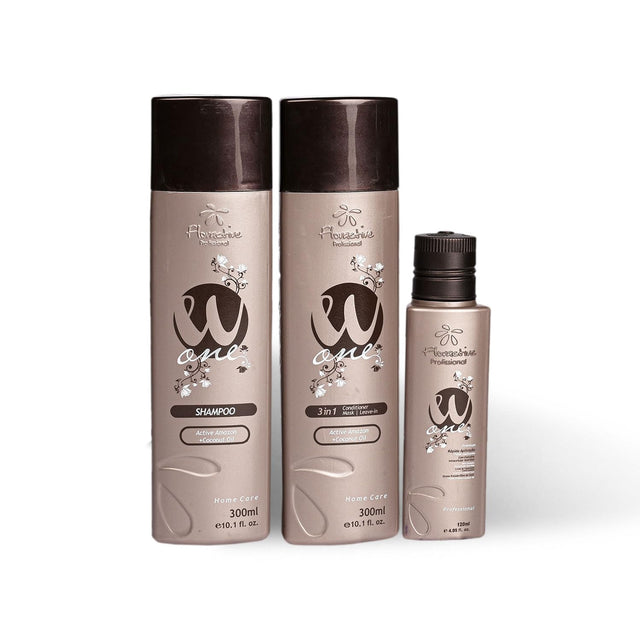 Floractive Profissional W One Nanoplastia Treatment Kit | 120ml Treatment + 300ml Shampoo + 300ml 3 In 1 Conditioner
