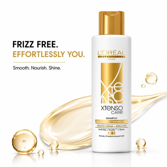 L'Oréal Professionnel Xtenso Care Gold Sulfate-Free Shampoo 250ml for Frizz-Free & Manageable Hair