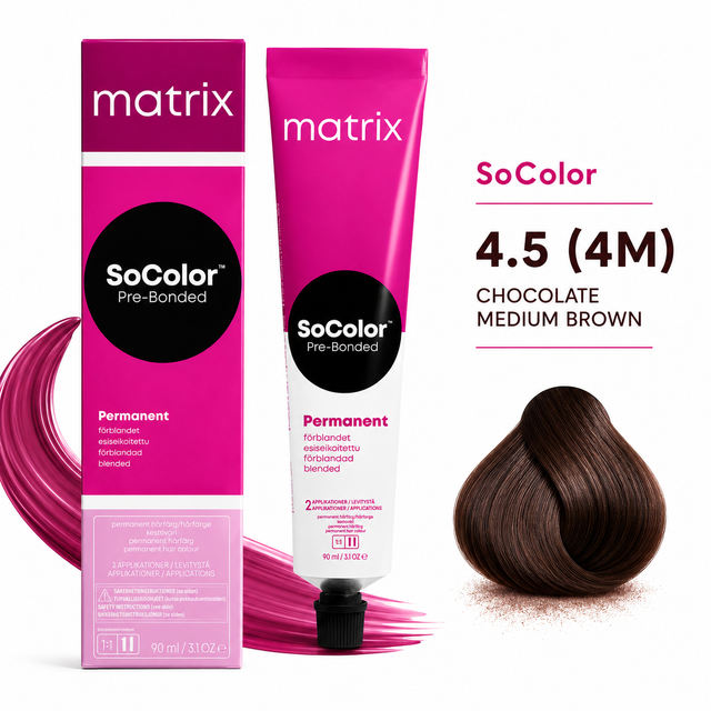 Matrix SoColor 4.5 4M Chocolate Medium Brown Permanent Hair Color