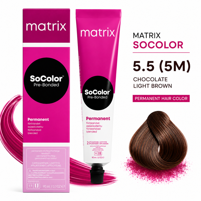 Matrix SoColor 5.5 5M Chocolate Light Brown Permanent Hair Color