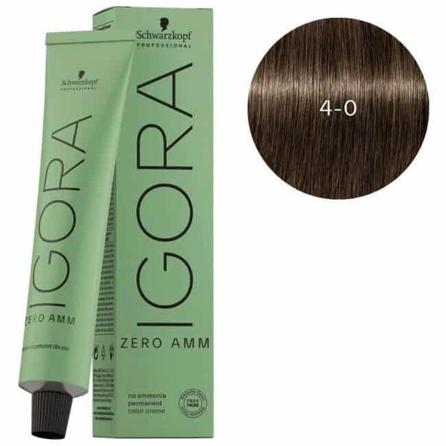 Schwarzkopf Professional IGORA Zero AMM Permanent Hair Color 4-0 Medium Brown 60g