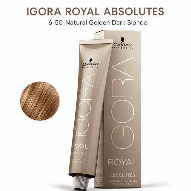 Schwarzkopf Professional Igora Royal Absolutes Hair Color 6-50 Natural Golden Dark Blonde 60ml