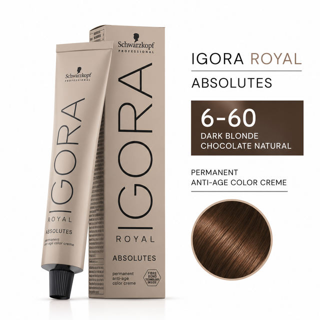 Schwarzkopf Professional Igora Royal Absolutes Hair Color 6-60 Dark Blonde Chocolate Natural 60ml