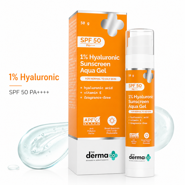 The Derma Co 1% Hyaluronic Sunscreen Aqua Gel SPF 50 PA++++ 50g