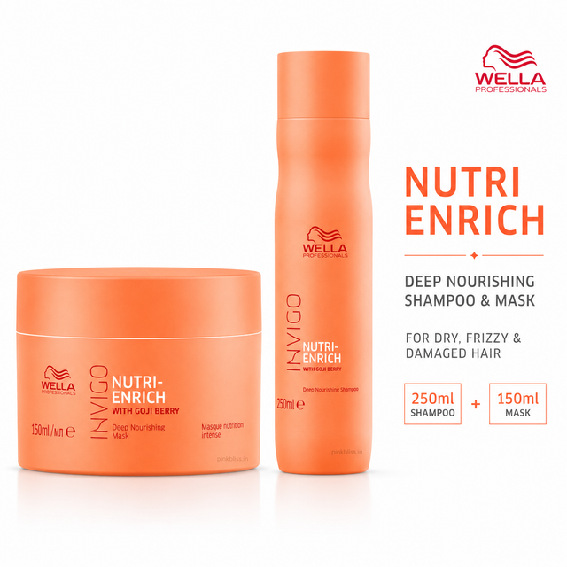 Wella Professionals Invigo Nutri-Enrich Deep Nourishing Shampoo 250ml & Hair Mask 150ml Duo For Dry, Frizzy & Damaged Hair