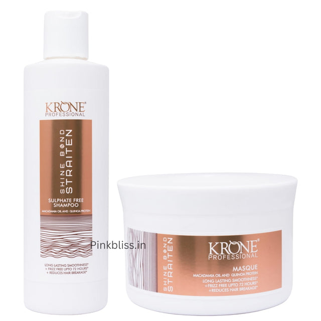 Krone Professional Shine Bond Sulphate-Free Shampoo & Masque Combo For Smooth, Frizz-Free Hair (Shampoo 250ml + Masque 200ml)