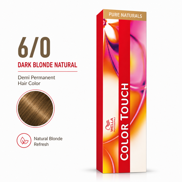 Wella Color Touch 6/0 Dark Blonde Natural Demi Permanent Hair Color For Natural Blonde Refresh 60ml