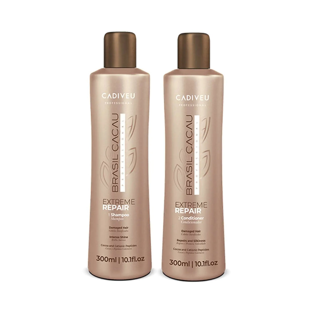 Cadiveu Brasil Cacau Extreme Repair Shampoo & Conditioner Combo for Damaged Hair (300ml Each)