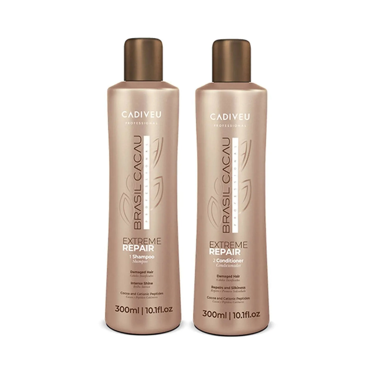 Cadiveu Brasil Cacau Extreme Repair Shampoo & Conditioner Combo for Damaged Hair (300ml Each)