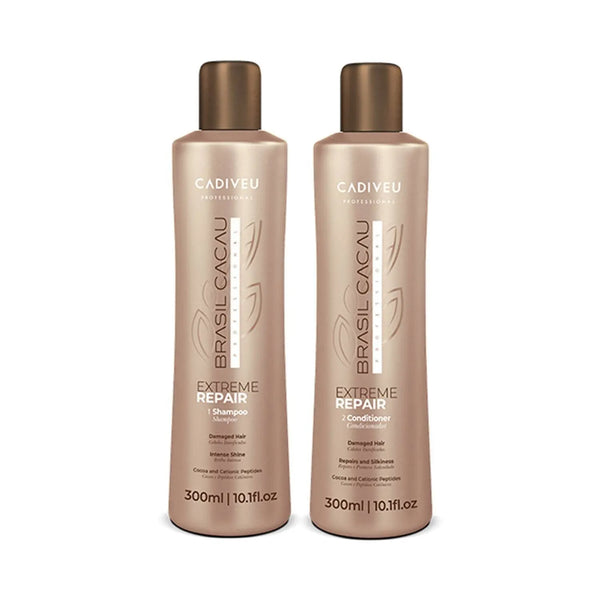 Cadiveu Brasil Cacau Extreme Repair Shampoo & Conditioner Combo for Damaged Hair (300ml Each)