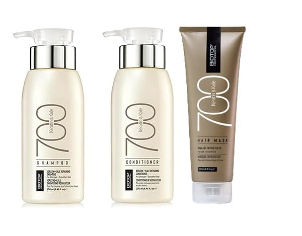 Biotop Professional 700 Keratin & Kale Repair Shampoo Conditioner & Hair Mask Combo (250ml Each)