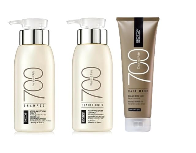 Biotop Professional 700 Keratin & Kale Repair Shampoo Conditioner & Hair Mask Combo (250ml Each)