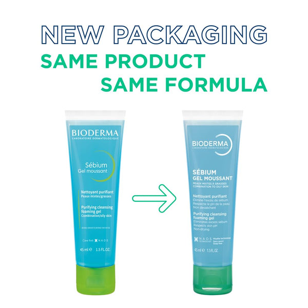 Bioderma Sebium Gel Moussant Purifying Foaming Cleanser For Oily, Combination & Acne-Prone Skin 45ml