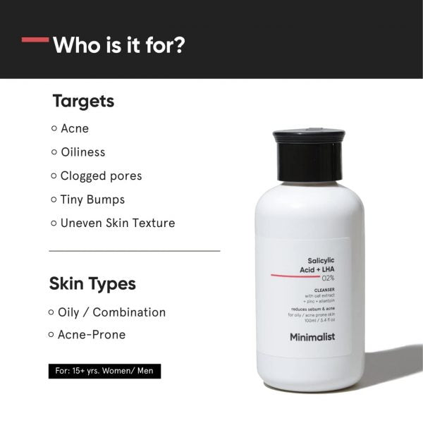 Minimalist 2% Salicylic Acid Face Cleanser for Oily & Combination Skin 100ml