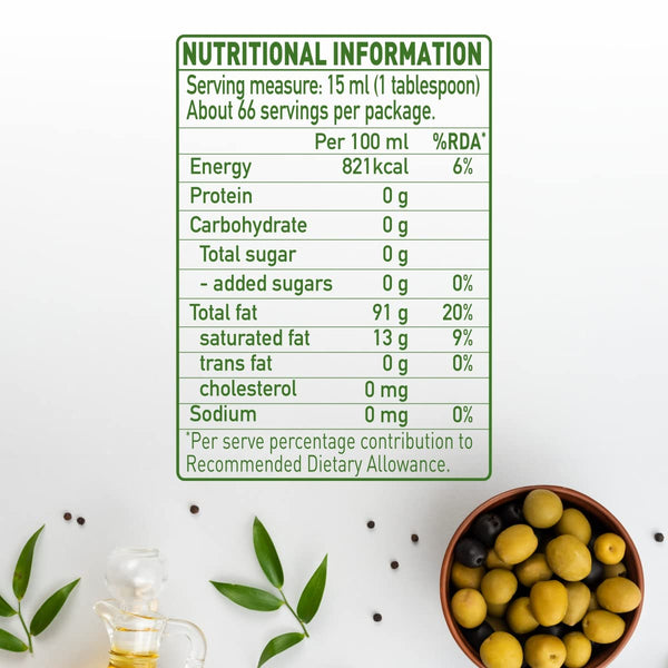 Figaro Pure Olive Oil 1 Litre Tin | Daily Cooking Olive Oil for Indian Dishes
