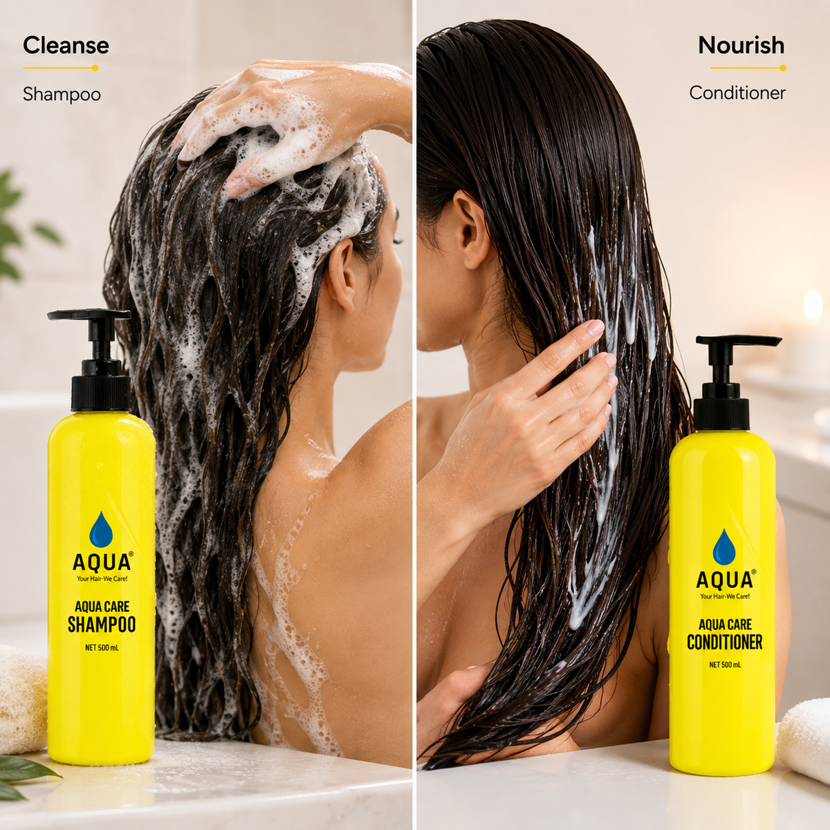 Aqua Professional Gold Hair Care Shampoo & Conditioner Combo 500ml Each (New Pack)