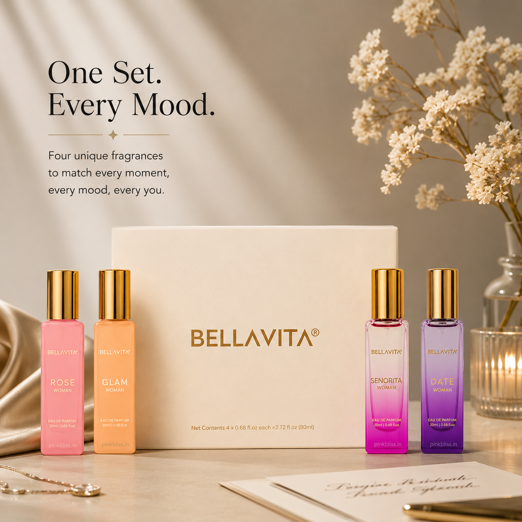 Bella Vita Luxury Women Perfume Gift Set 4 x 20ml | Date, Senorita, Glam & Rose Eau De Parfum Collection