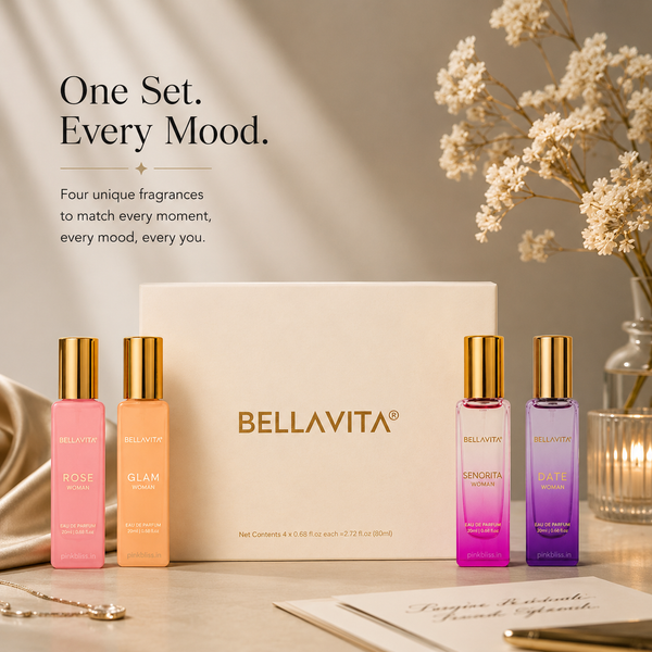 Bella Vita Luxury Women Perfume Gift Set 4 x 20ml | Date, Senorita, Glam & Rose Eau De Parfum Collection