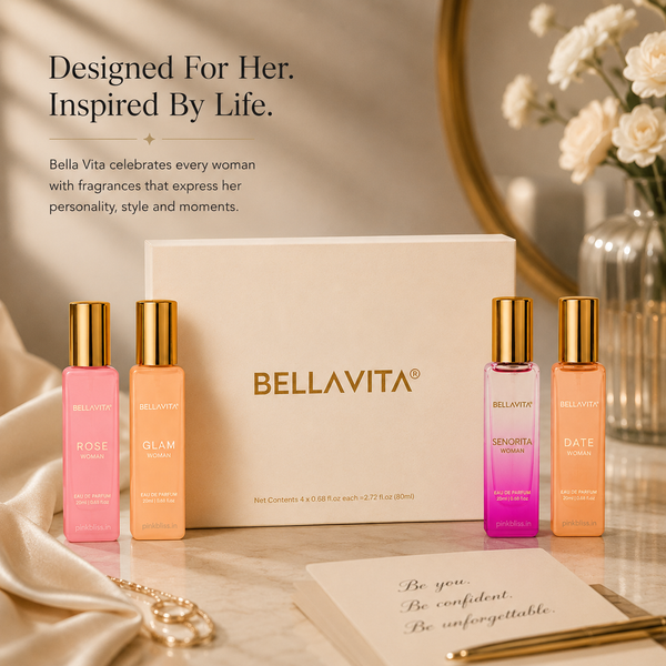 Bella Vita Luxury Women Perfume Gift Set 4 x 20ml | Date, Senorita, Glam & Rose Eau De Parfum Collection
