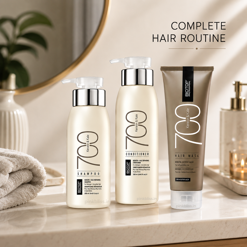 Biotop Professional 700 Keratin & Kale Repair Shampoo Conditioner & Hair Mask Combo (250ml Each)