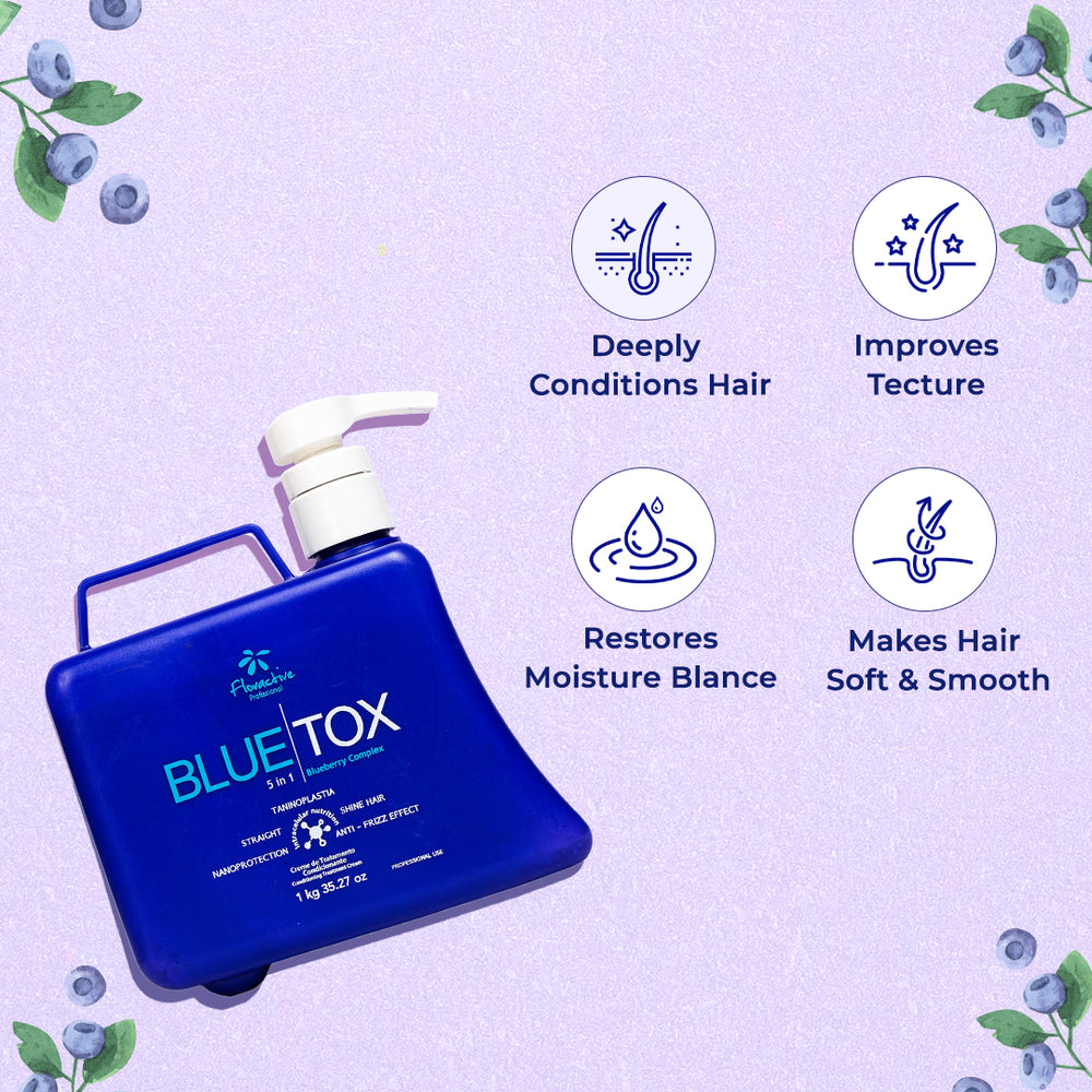 Floractive Profissional W One Bluetox 5 In 1 Blueberry Treatment 1kg | Anti-Frizz Hair Smoothing, Toning & Volume Control Treatment