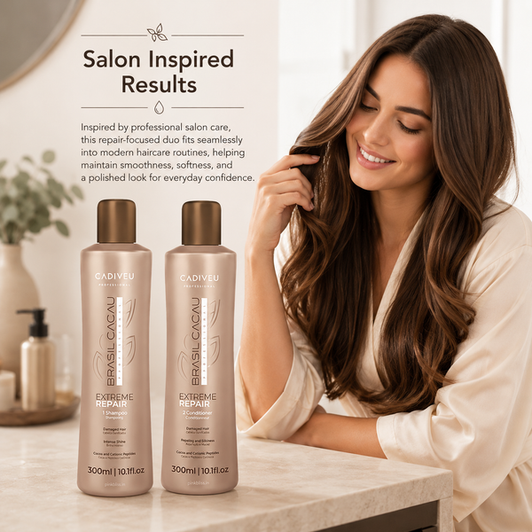 Cadiveu Brasil Cacau Extreme Repair Shampoo & Conditioner Combo for Damaged Hair (300ml Each)