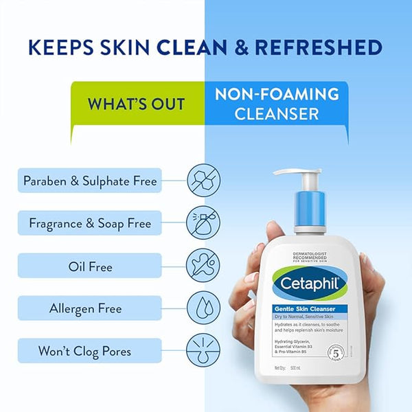 Cetaphil Gentle Skin Cleanser for Dry to Normal Sensitive Skin 500ml