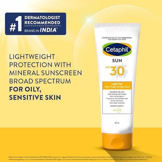 Cetaphil SUN SPF 30 Light Gel Sunscreen for Sensitive & Oily Skin 100ml