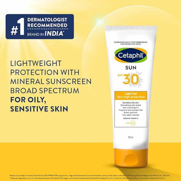 Cetaphil SUN SPF 30 Light Gel Sunscreen for Sensitive & Oily Skin 100ml