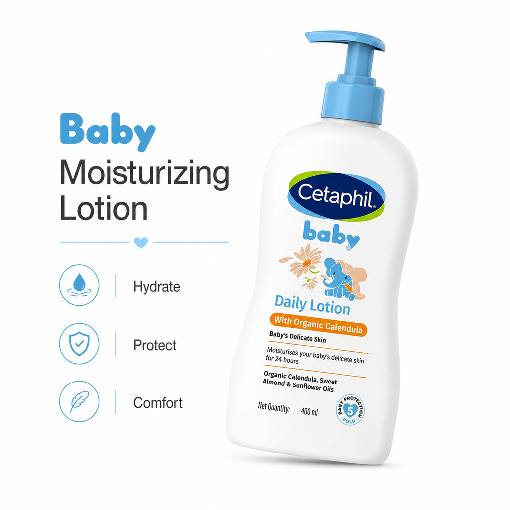 Cetaphil Baby Daily Lotion with Organic Calendula for Face & Body 400ml