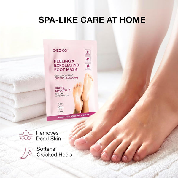 DEDOX Foot Peel Mask with Glycolic Acid – 50ml Pair | Exfoliating Foot Mask for Rough, Dry & Cracked Heels