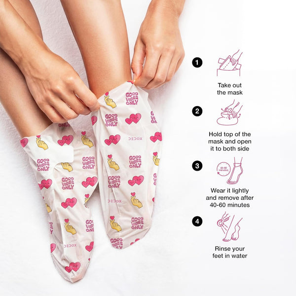 DEDOX Foot Peel Mask with Glycolic Acid – 50ml Pair | Exfoliating Foot Mask for Rough, Dry & Cracked Heels