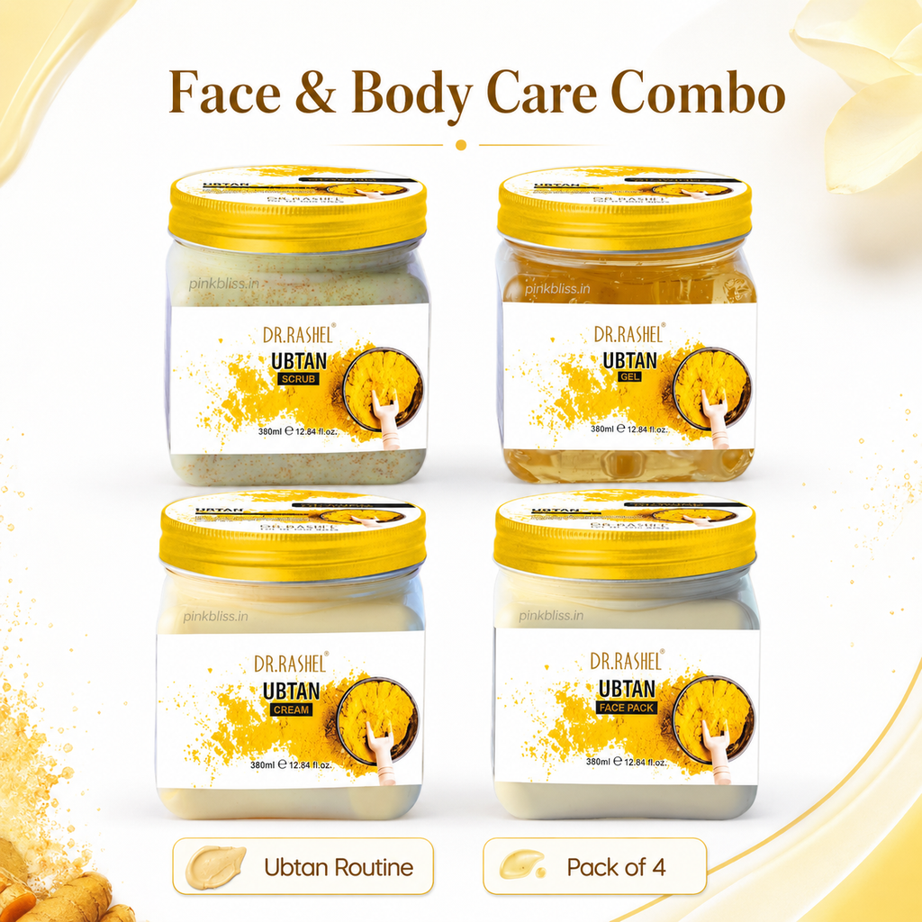 DR.RASHEL Ubtan Face & Body Care Combo Pack of 4 with Scrub, Gel, Cream & Face Pack 1520ml