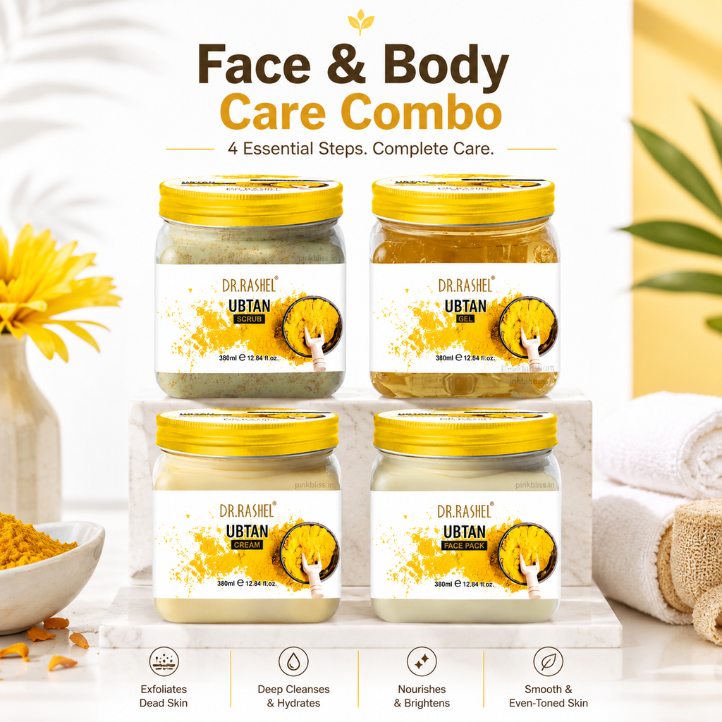 DR.RASHEL Ubtan Face & Body Care Combo Pack of 4 with Scrub, Gel, Cream & Face Pack 1520ml