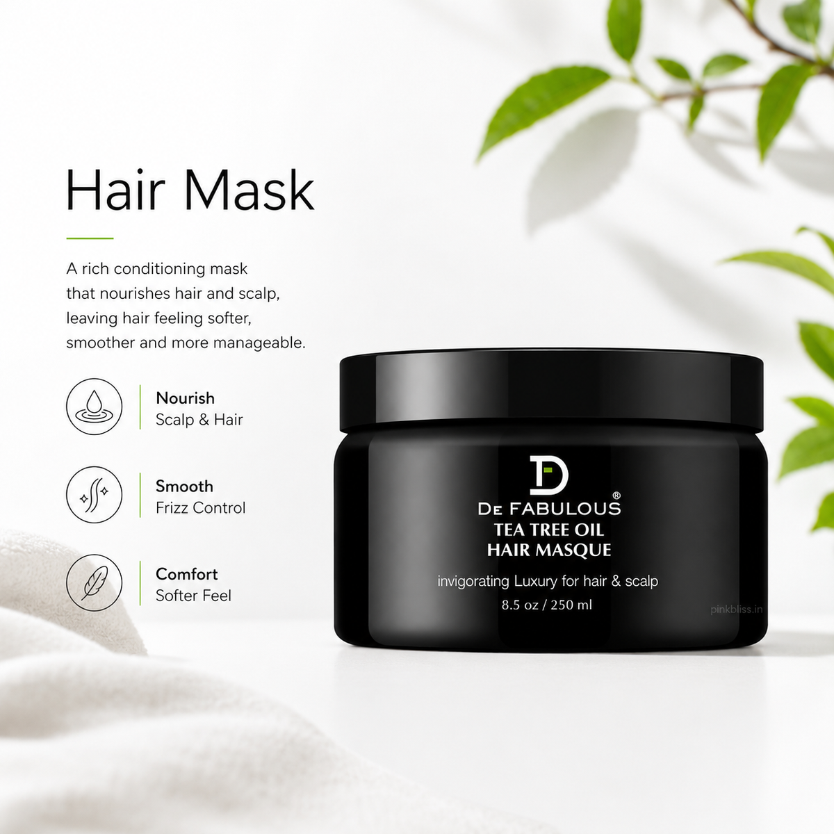 De Fabulous Tea Tree Oil Hair Masque for Scalp Care & Hydration 250ml