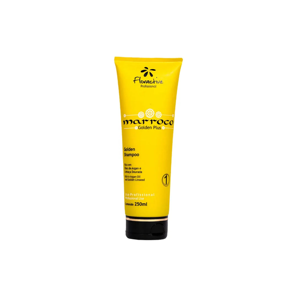 Floractive Profissional Marroco Golden Plus Shampoo 250ml | Hydrating Shampoo for Dry, Frizzy & Chemically Treated Hair