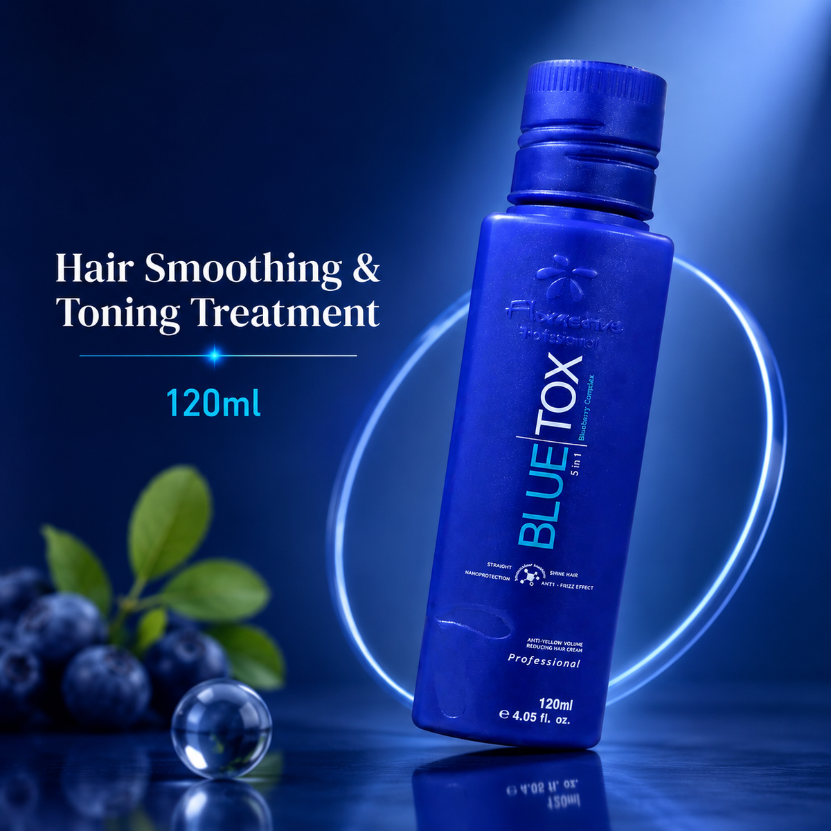 Floractive Profissional W One Bluetox 5 In 1 Blueberry Treatment 120ml | Anti-Frizz Hair Smoothing & Toning Treatment for Chemically Treated Hair