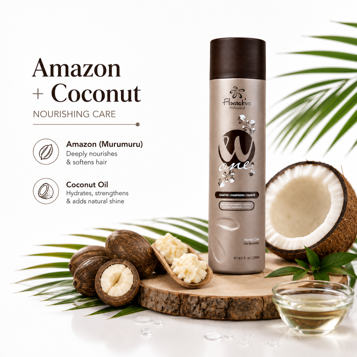 Floractive Profissional W One Home Care Shampoo 300ml | Sulfate-Free Hydrating Shampoo for Smooth & Healthy Hair