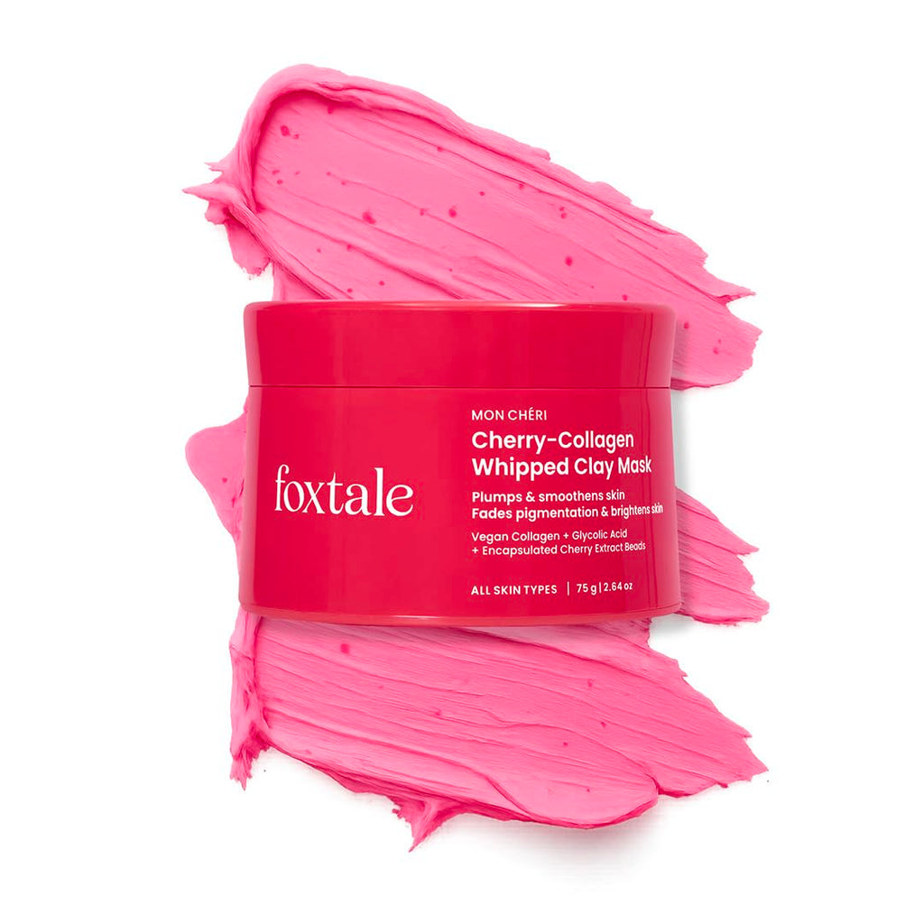 Foxtale Cherry-Collagen Whipped Clay Mask 75g | Pore Detox, Gentle Exfoliation & Glow Boost Face Mask