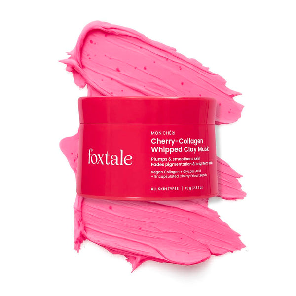 Foxtale Cherry-Collagen Whipped Clay Mask 75g | Pore Detox, Gentle Exfoliation & Glow Boost Face Mask