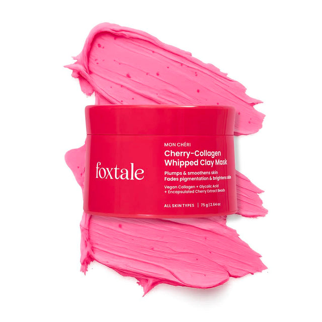 Foxtale Cherry-Collagen Whipped Clay Mask 75g | Pore Detox, Gentle Exfoliation & Glow Boost Face Mask