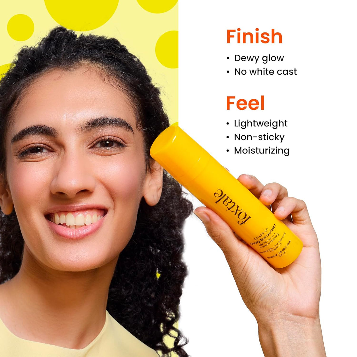 Foxtale SPF 70 PA++++ Mattifying Sunscreen with Niacinamide, Provitamin B5 & Vitamin E 50ml