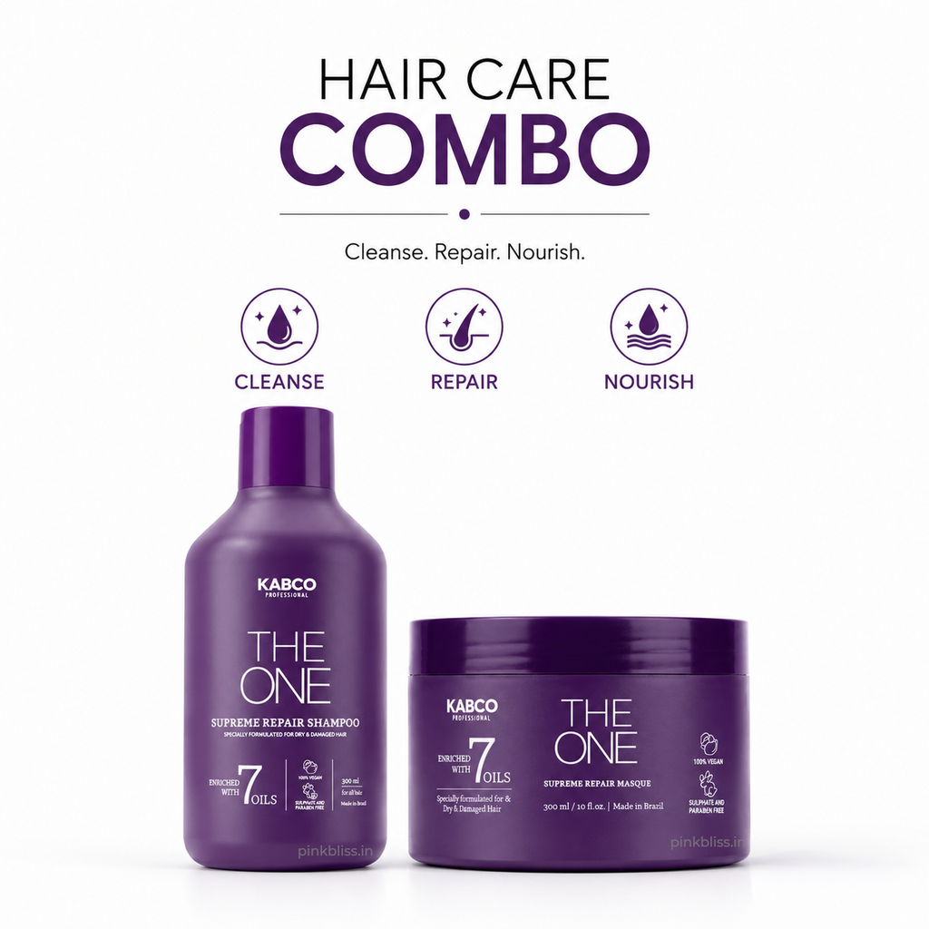 KABCO Professional The One Supreme Repair Shampoo & Masque Hair Repair Combo For Dry, Damaged & Frizzy Hair 300ml Each