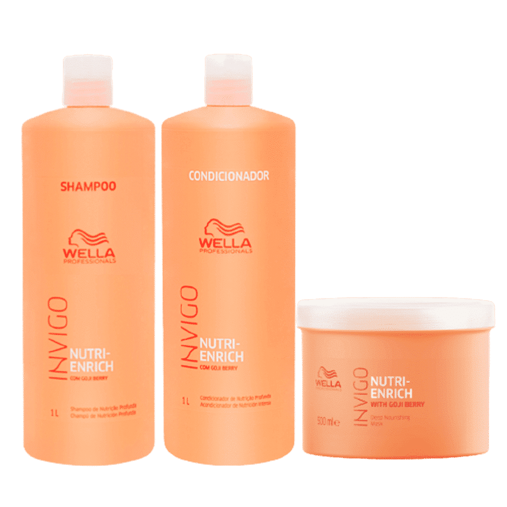 Wella Professionals INVIGO Nutri Enrich Shampoo Conditioner & Hair Mask For Dry, Frizzy & Damaged Hair 1000ml + 1000ml + 500ml