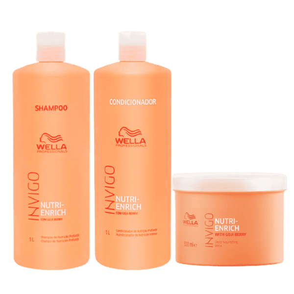 Wella Professionals INVIGO Nutri Enrich Shampoo Conditioner & Hair Mask For Dry, Frizzy & Damaged Hair 1000ml + 1000ml + 500ml