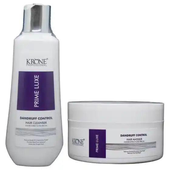 Krone Professional Prime Luxe Dandruff Control Hair Cleanser 200ml & Masque 100ml Anti-Flake Scalp Care Duo