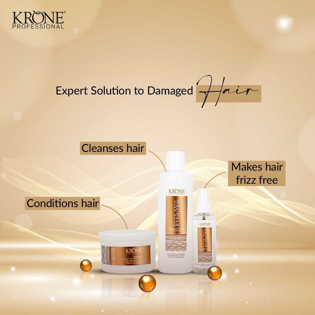 Krone Professional Shine Bond Sulphate-Free Hair Care Combo For Smooth, Frizz-Free Hair (Shampoo 1000ml + Masque 500ml + Serum 100ml)