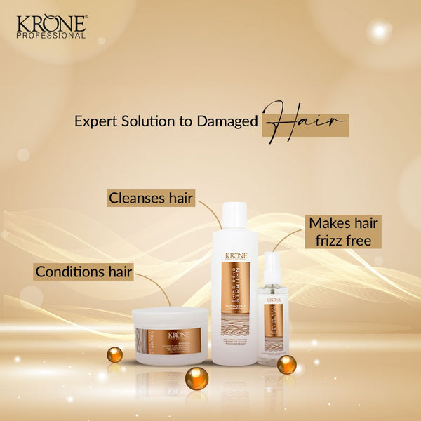 Krone Professional Shine Bond Sulphate-Free Hair Care Combo For Smooth, Frizz-Free Hair (Shampoo 1000ml + Masque 500ml + Serum 100ml)