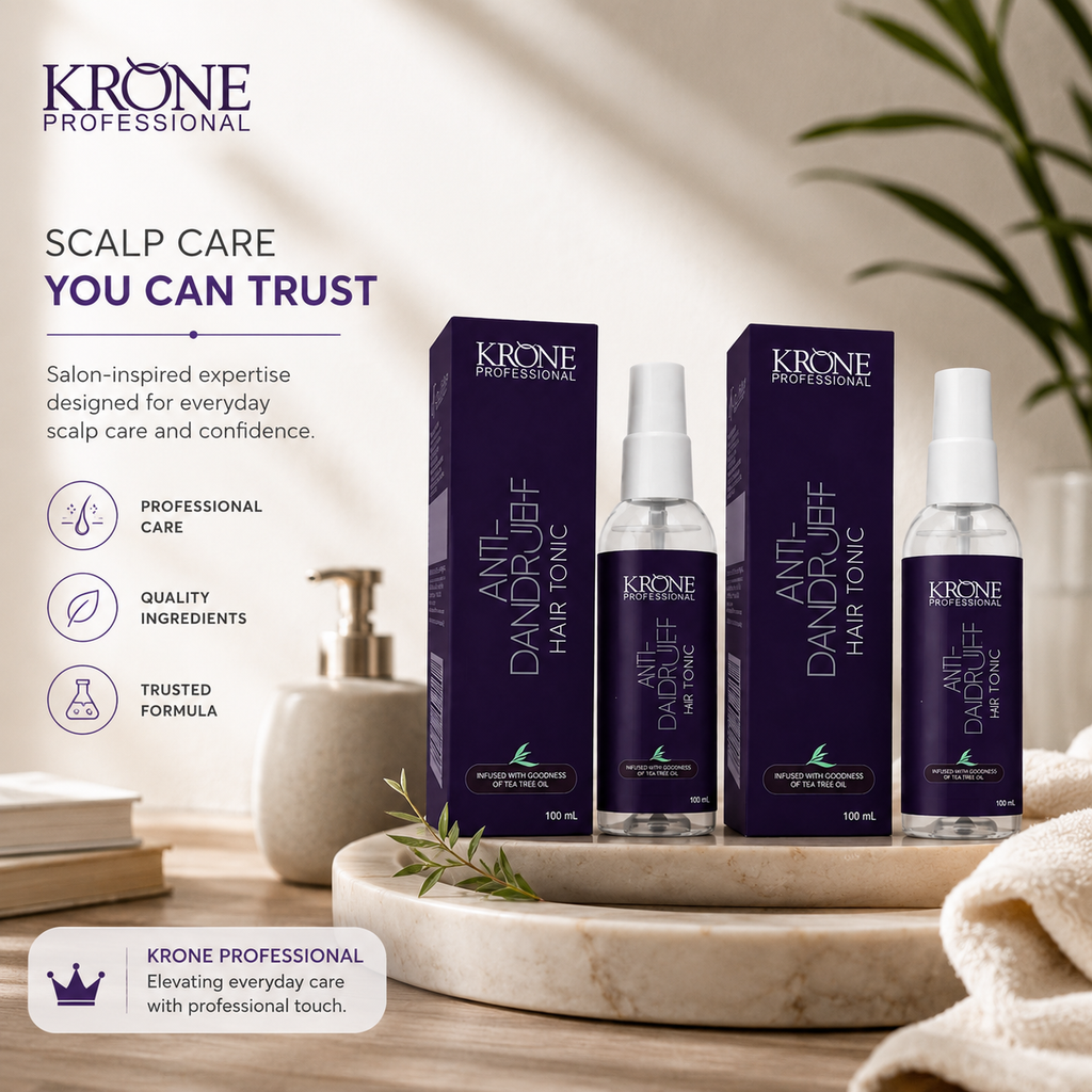 Krone Professional Anti Dandruff Hair Tonic Duo Pack With Tea Tree Oil For Flake-Free & Healthy Scalp 100ml Each